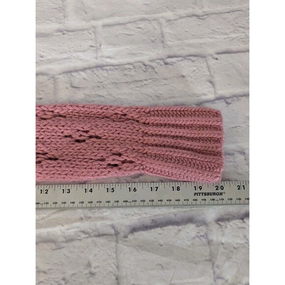 Y2K Bebe Cardigan Sweater SZ M Dusty Pink Open Chunky Knit Cropped Tie Front - Picture 7 of 9